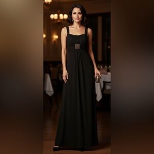 BNWT Enfocus Studio Dark Brown Maxi Dress with Gold Detail
